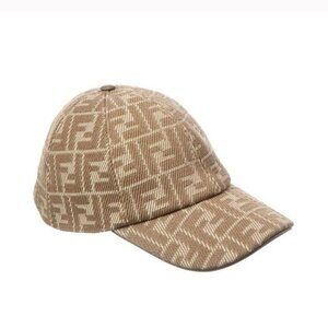 NWT Fendi FF Logo Baseball Cap, Brown Size M